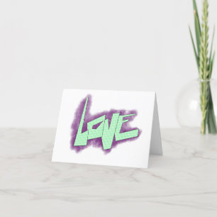Tarjeta De Agradecimiento graffiti de amor morado verde menta tipografía pun