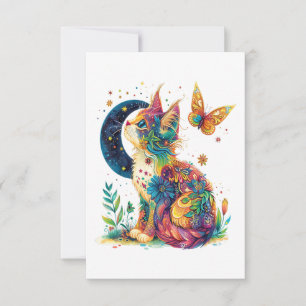 Tarjeta De Agradecimiento Gráfica De Gato Con Cara De Animales De Gatito Cut