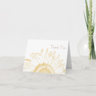 Tarjeta De Agradecimiento Gráfica de girasol amarillo y blanco Gracias