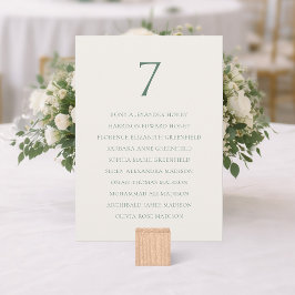 Tarjeta De Agradecimiento Gráfico de Asientos de Boda Minimalista Verde Salv