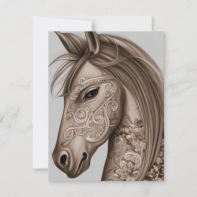 Tarjeta De Agradecimiento Gráfico de caballos (Anverso)