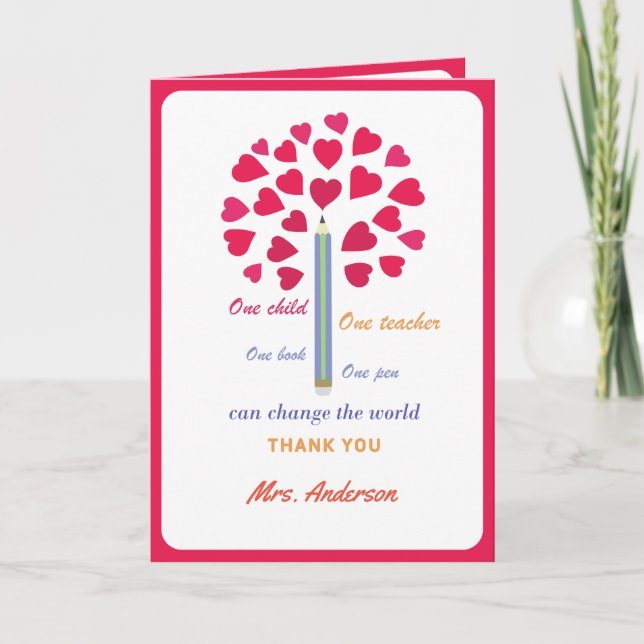 Tarjeta De Agradecimiento Gran árbol de lápiz / Apreciación del profesor (Anverso)