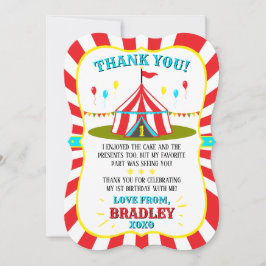 Tarjeta De Agradecimiento Gran carnaval de Circo Superior Primer Cumpleaños
