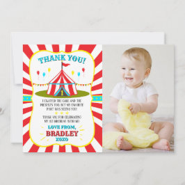 Tarjeta De Agradecimiento Gran carnaval de circo top Foto de cumpleaños 1