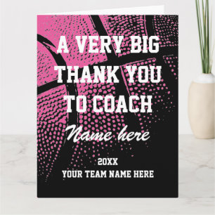 Tarjeta De Agradecimiento Gran entrenador de baloncesto rosa sobredimensiona