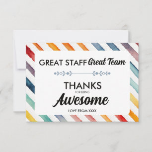 Tarjeta De Agradecimiento Gran Equipo Gran Personal Gracias Letrero   Emplea