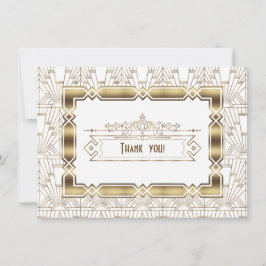 Tarjeta De Agradecimiento Gran Gatsby de los años 20 gracias al oro blanco A