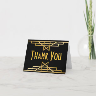 Tarjeta De Agradecimiento Gran Gatsby Gracias Petróleo Negro Arte Deco Boda