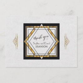Tarjeta De Agradecimiento Gran Gatsby Oro Blanco Art Deco Boda GRACIAS