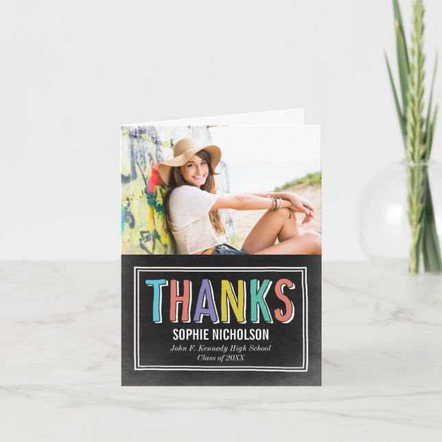 Tarjeta De Agradecimiento Gran Graduación de Noticias Gracias Cargo de Tarje (Anverso)