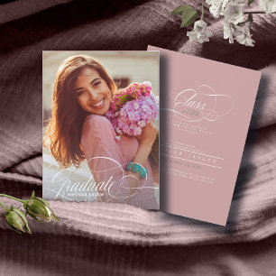 Tarjeta De Agradecimiento Gran ID de foto de graduado en caligrafía