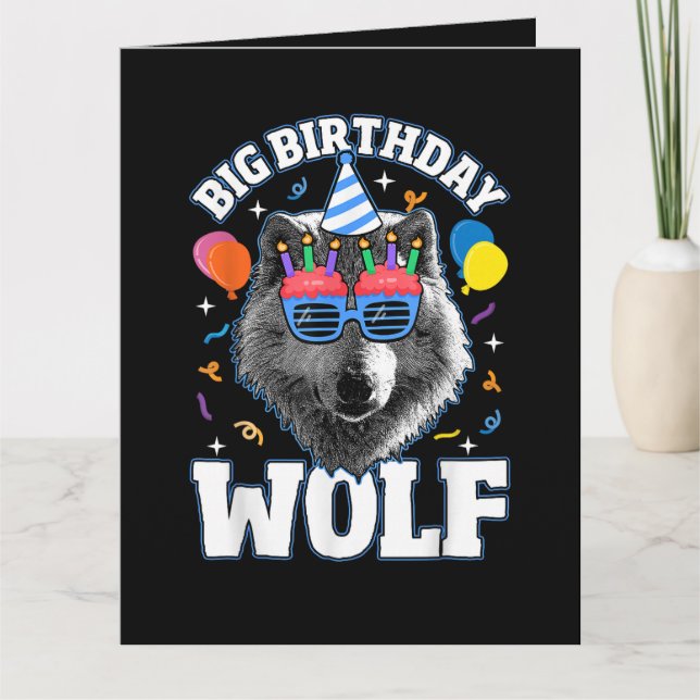 Tarjeta De Agradecimiento Gran Lobo de Cumpleaños para Lobos (Anverso)