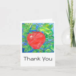 Tarjeta De Agradecimiento Gran Mano Roja de Apple Pintada acuarela Gracias