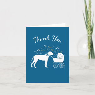 Tarjeta De Agradecimiento Gran Perro Danés Baby Shower Puppy Blue Boy