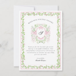 Tarjeta De Agradecimiento Grandmellinial Botanical Monogram Crest Thank You 