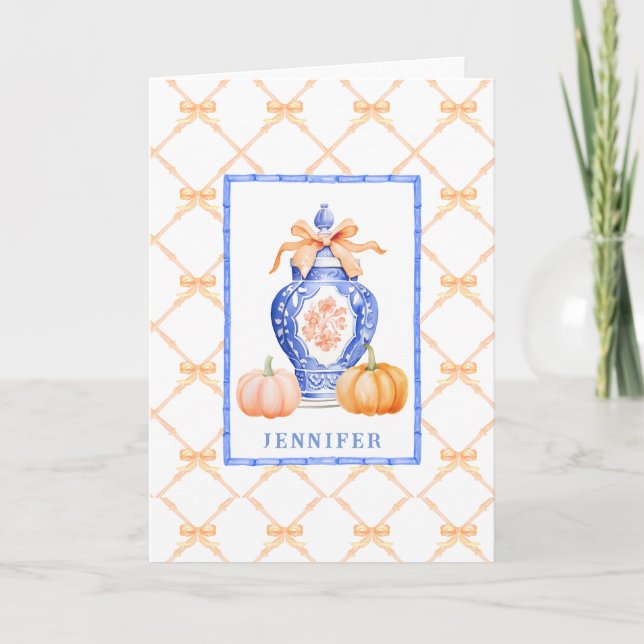 Tarjeta De Agradecimiento Grandmillennial Chinoiserie Ginger Jar (Anverso)