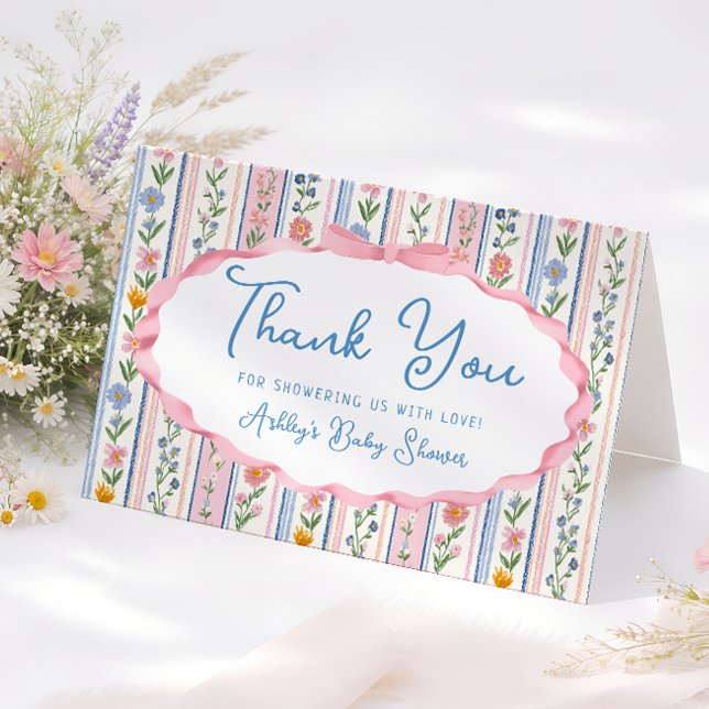Tarjeta De Agradecimiento Grandmillennial Floral Baby Shower Thank You Card (Subido por el creador)
