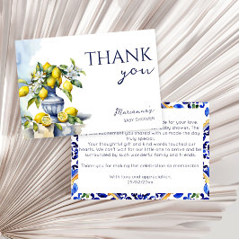 Tarjeta De Agradecimiento Granero azul italiano amalfitano limones bebé duch