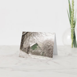 Tarjeta De Agradecimiento Granero verde en nieve