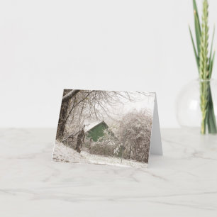 Tarjeta De Agradecimiento Granero verde en nieve
