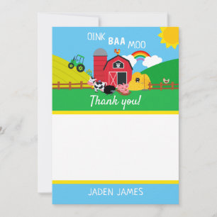 Tarjeta De Agradecimiento Granja Animales de Corral Cumpleaños Gracias