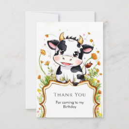 Tarjeta De Agradecimiento Granja Casa Simple Cumpleaños de Vaca