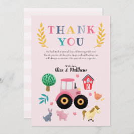 Tarjeta De Agradecimiento Granja de animales de granja para niñas Cumpleaños