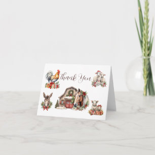 Tarjeta De Agradecimiento Granja de Animales de Navidad de Invierno