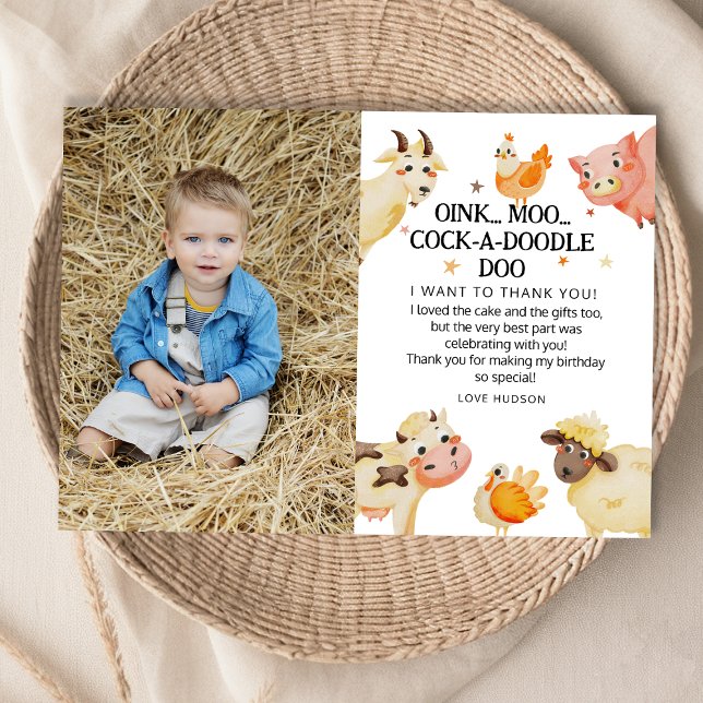 Tarjeta De Agradecimiento Granja de Animales Fiesta de Cumpleaños en el Corr (Subido por el creador)