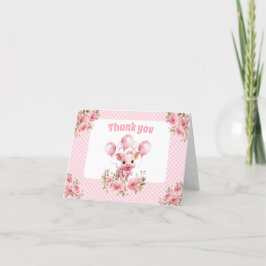 Tarjeta De Agradecimiento Granja de Chica de Cerdo Cute Primer Cumpleaños Gr