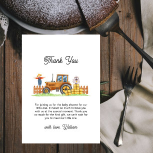Tarjeta De Agradecimiento Granja de Espantapájaros Rústicos Animales Tractor