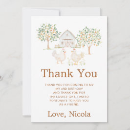 Tarjeta De Agradecimiento Granja de gallinas lindas fiesta de cumpleaños