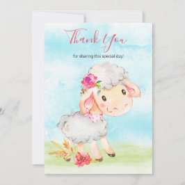 Tarjeta De Agradecimiento Granja de ovejas Chica de acuarela