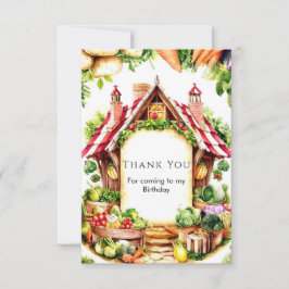 Tarjeta De Agradecimiento Granja de Verduras Pequeñas Mercado de Cumpleaños