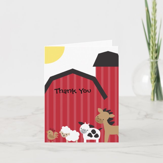 Tarjeta De Agradecimiento Granjas de animales Gracias Cartas (Anverso)