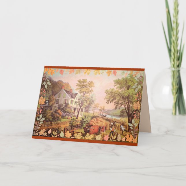 Tarjeta De Agradecimiento Granjeros de Acción de Gracias cosecha en casa (Anverso)