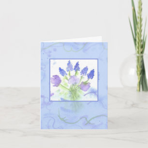 Tarjeta De Agradecimiento Grape Hyacinth Sweet Pea Watercolor Gracias