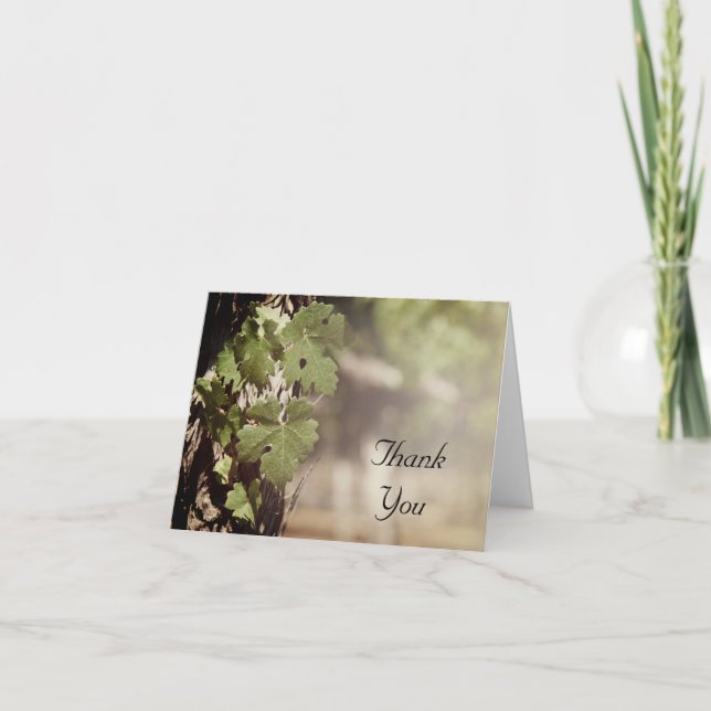 Tarjeta De Agradecimiento Grape Leaves Vineyard Gracias (Anverso)