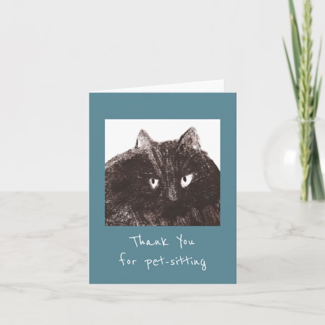 Tarjeta De Agradecimiento Grasa Cat Mascota-Sitters Gracias (Anverso)