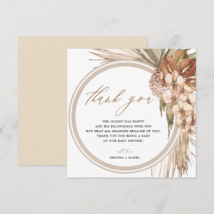Tarjeta De Agradecimiento Grass Bohemian Pampas Baby Shower Gracias