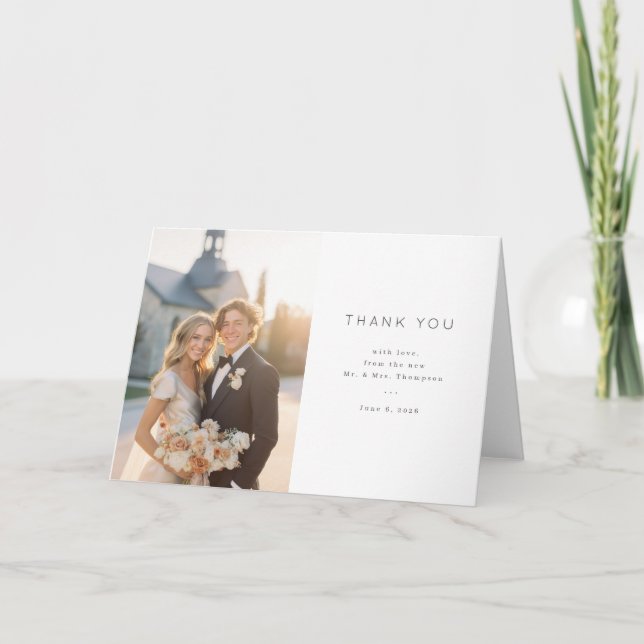 Tarjeta De Agradecimiento Grateful Warm Minimalist Photo (Anverso)