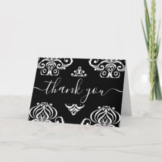 Tarjeta De Agradecimiento Gratitud de Damasco Personalizada en Blanco y Negr