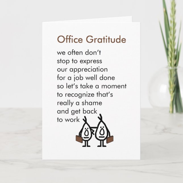 Tarjeta De Agradecimiento Gratitud de Office - Un divertido poema de Office  (Anverso)