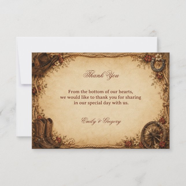 Tarjeta De Agradecimiento Gratitud de Rancho Rústico (Anverso)