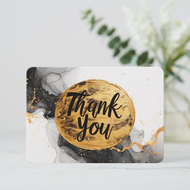 Tarjeta De Agradecimiento Gratitud dorada: Elegancia moderna en blanco (Anverso de pie)