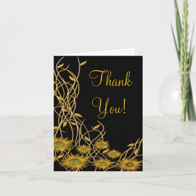 Tarjeta De Agradecimiento Gratitud floral Amarillo dorado Abstrato Flor (Anverso)