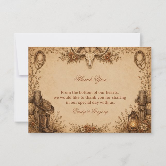 Tarjeta De Agradecimiento Gratitud Fronteriza Rústica (Anverso)