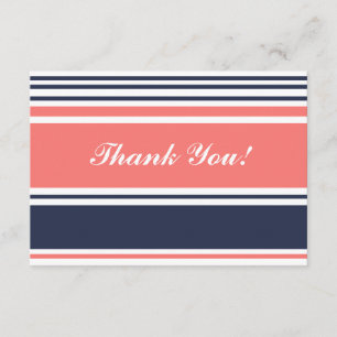 Tarjeta De Agradecimiento Gratitud plana de rayas modernas en rosa y azul