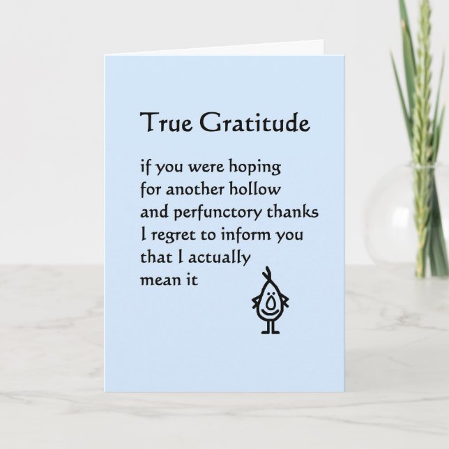 Tarjeta De Agradecimiento Gratitud verdadera - un divertido le agradece (Anverso)