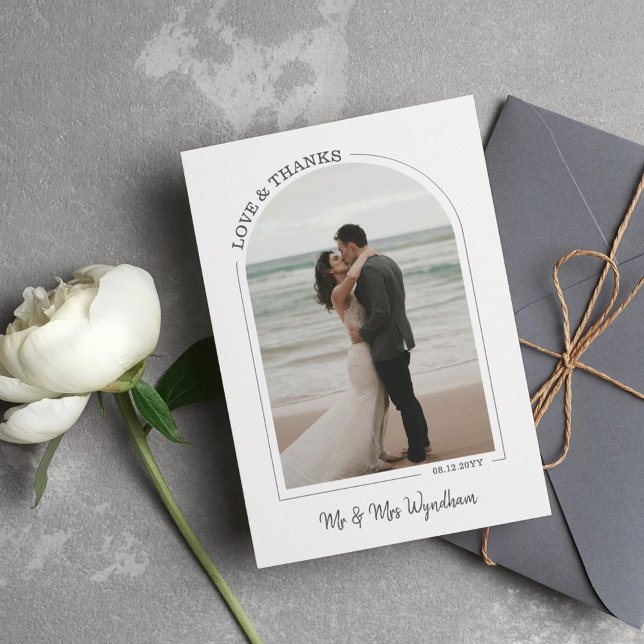 Tarjeta De Agradecimiento Gray Beautiful Arch Boda Foto Amor y Gracias (Subido por el creador)